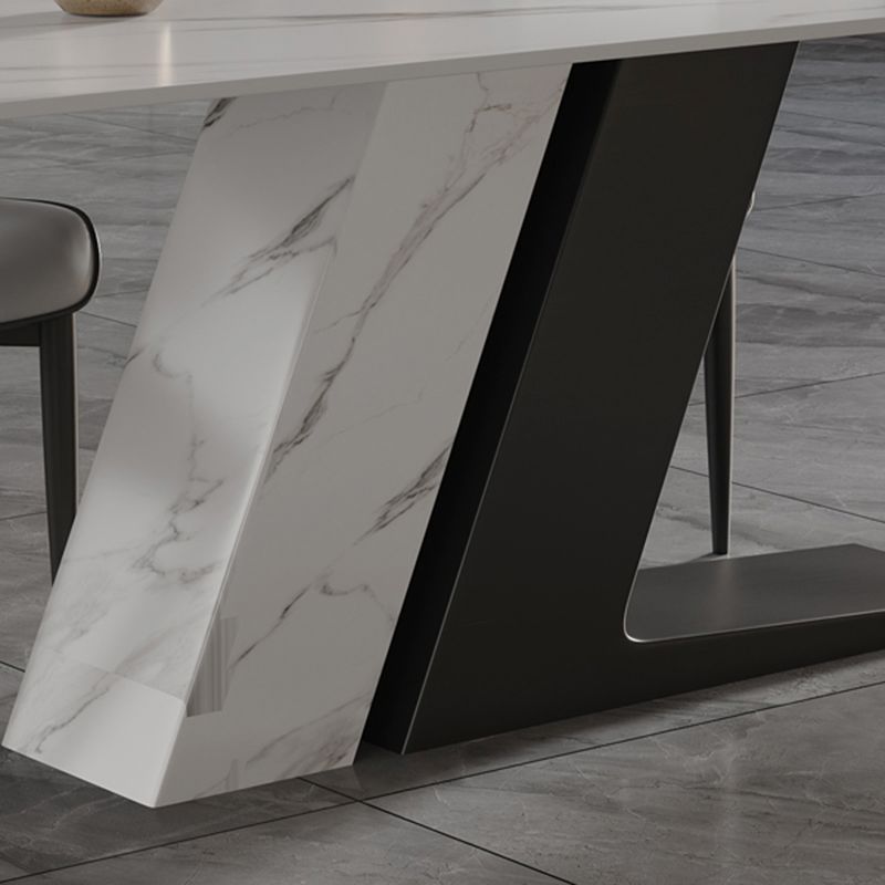 Simplicity Style Dinette Table Rectangle Stone Dinner Table for Kitchen