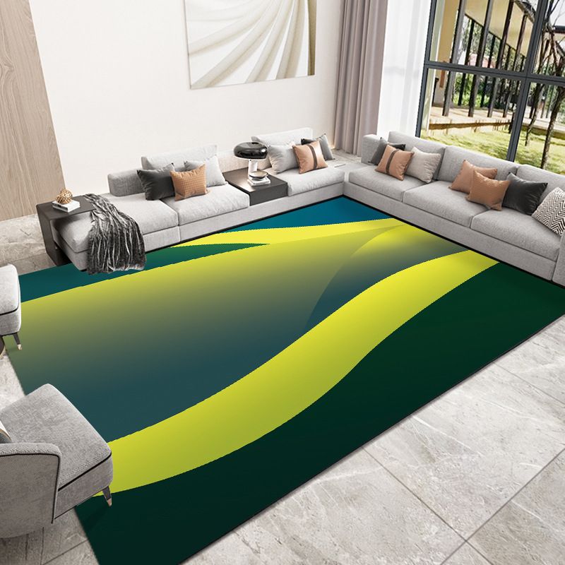 Blackish Green Graphic Rug Polyester Simple Rug Stain Resistant Rug for Living Room