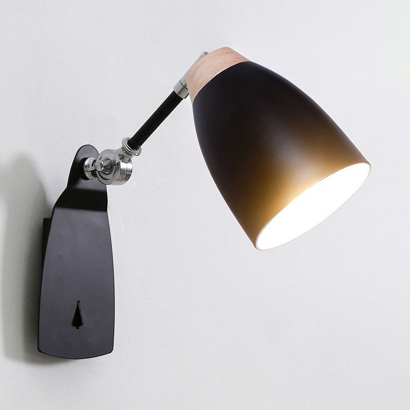 Cup de forme en métal Forme murale Lumière moderne 1-Light White / Black Finition Rotation Rotation Mur Sronce lampe
