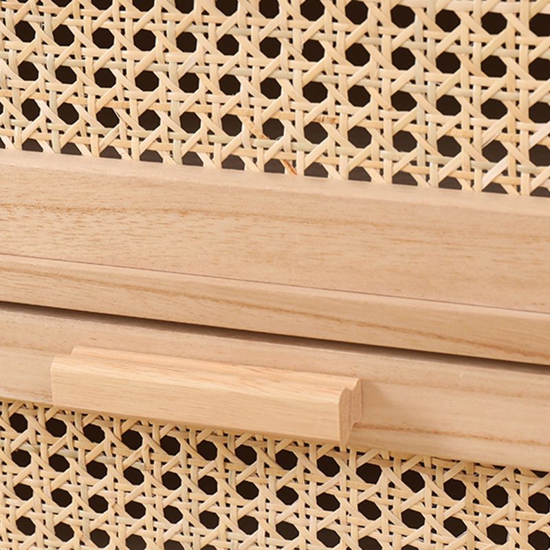 Wicker Rattan Accent Cabinet Bar Pulls Handle Design Storage Cabinet