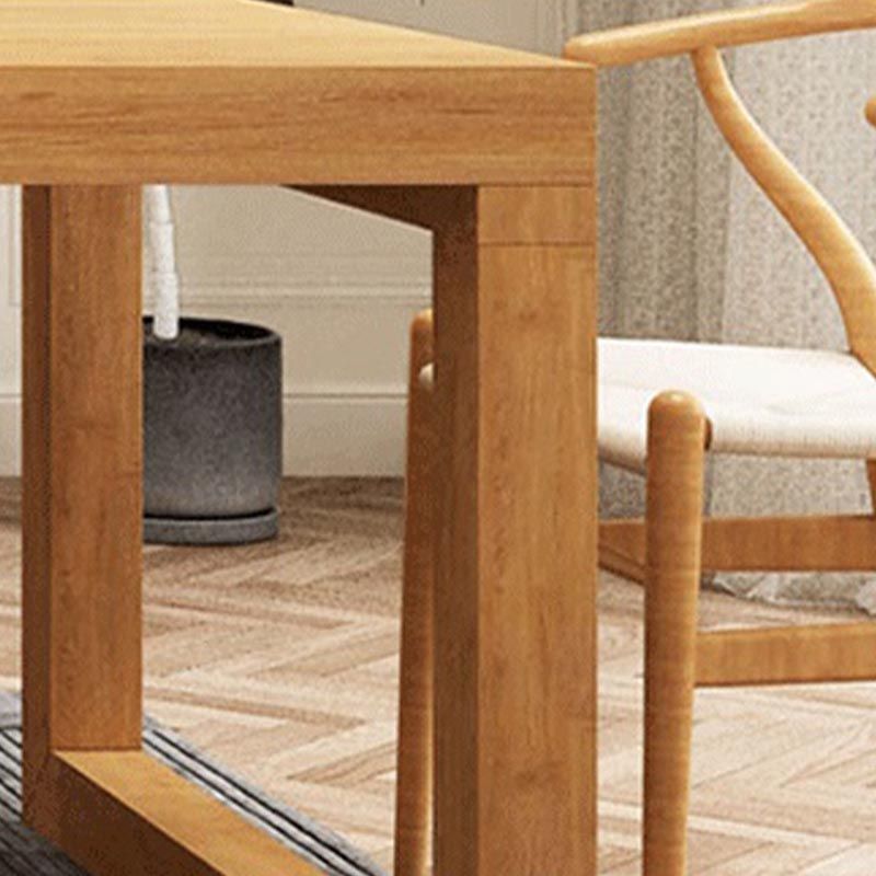 Natural Dining Table with Sled Base Rectangle Modern Solid Wood Dining Site Table