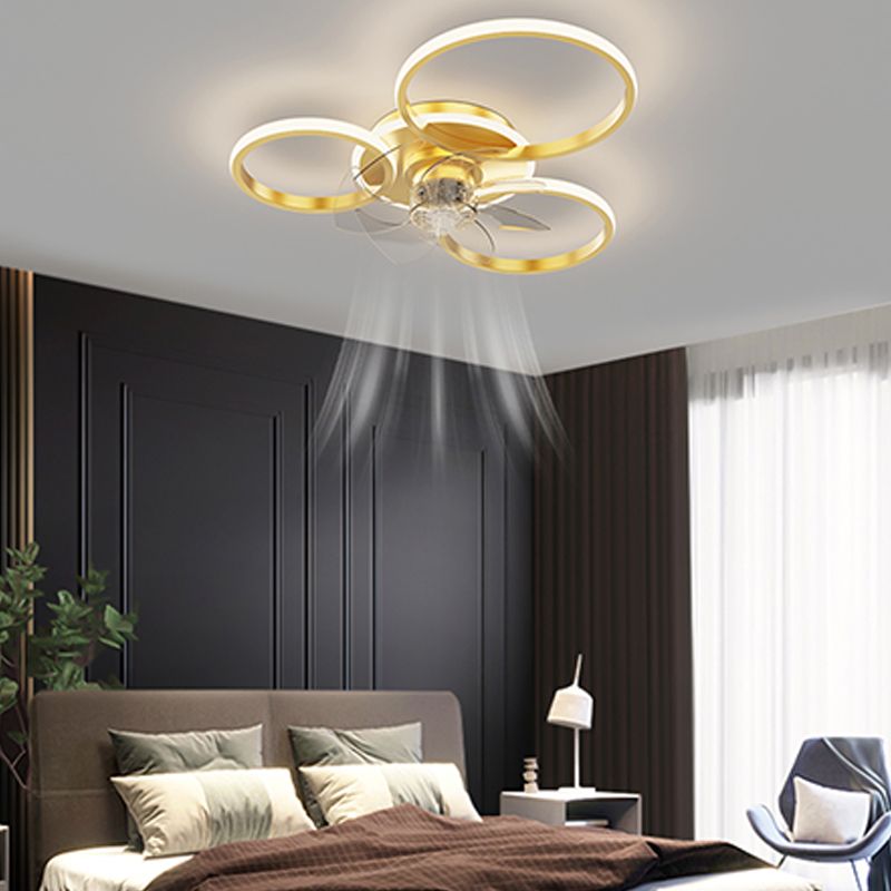 Contemporary Circular Ceiling Fan Light Metal LED Ceiling Fan for Living Room