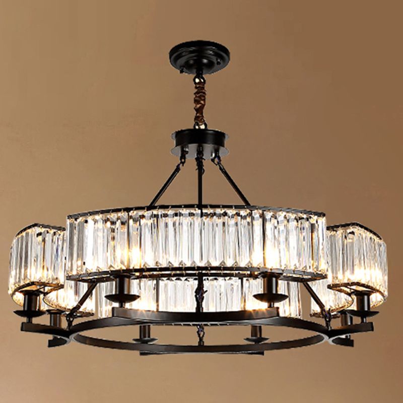 Circular Living Room Chandelier Pendant Light Tri-Prism Crystal Simplicity Pendant Light Fixture