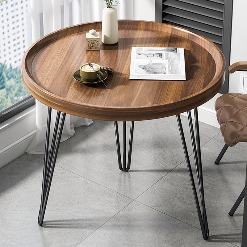 Modern 3 Legs Metal Base Grey/white/brown Round Wood Top End Table