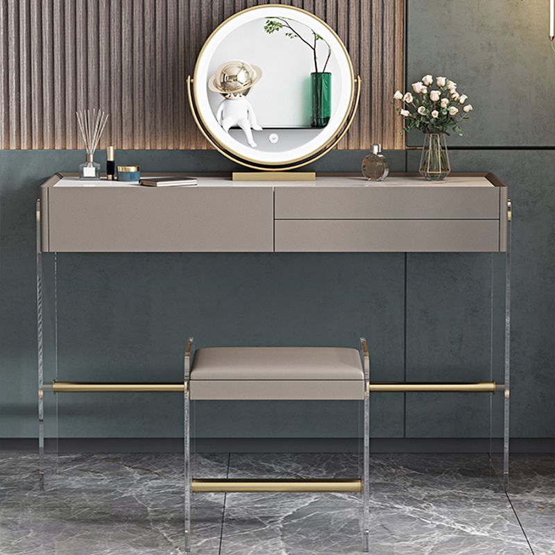 Glam Slate Top Makeup Vanity Desk 3 Drawer Vanity Dressing Table