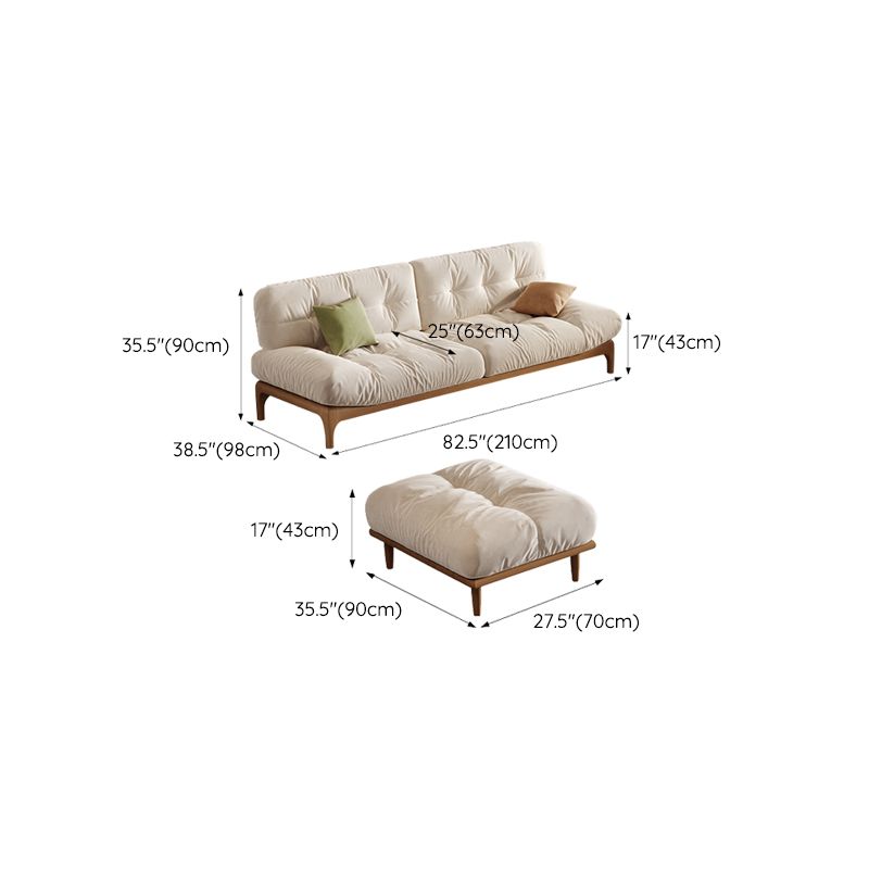 Tropical White Tufted Armless Living Room Faux Leather Seating