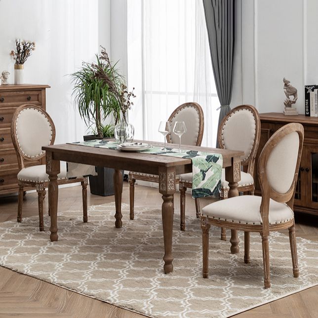 Country Solid Wood Dining Table Set with 4 Legs Base Dining Room Furniture for Home Use