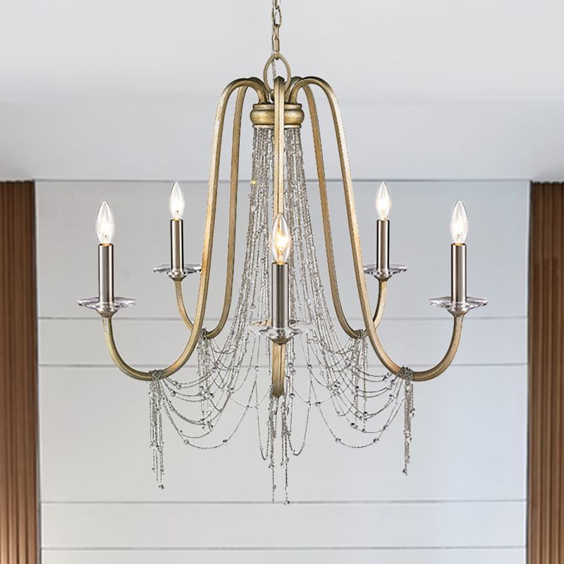 Lampadario Nordic Starburst Crystal Crystal 5 Bulbs Sospensione in oro per soggiorno