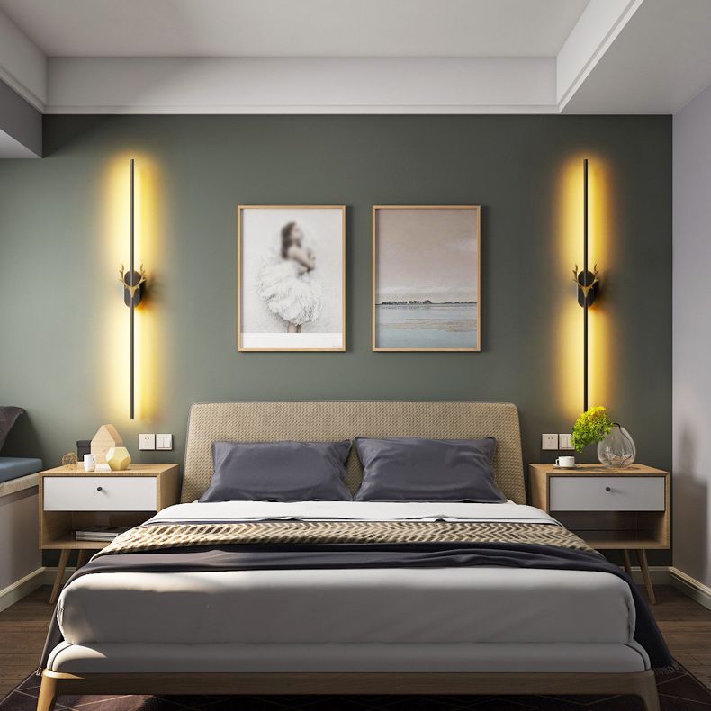 Disparo de pared en forma de línea LED con metal asquera simple moderno de montaje en la pared interior de la pared lámpara