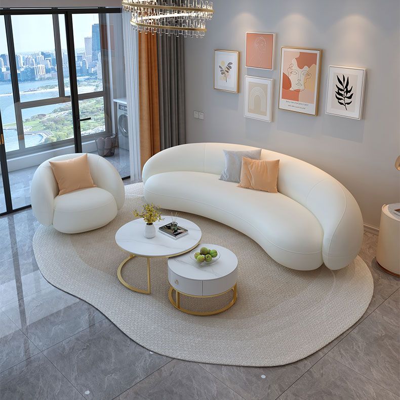 Wooden White Sectional Stain-Resistant Sectional Sofa for Living Room