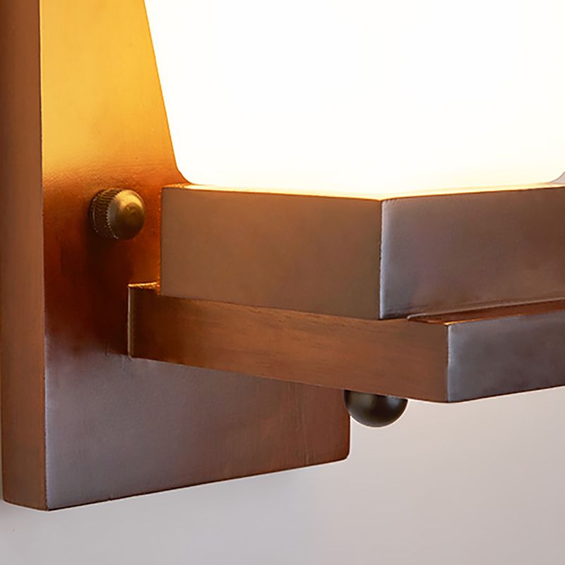 Sala de estar de madera apliques contemporáneos 1 cabeza de vidrio de vidrio luz montada en la pared