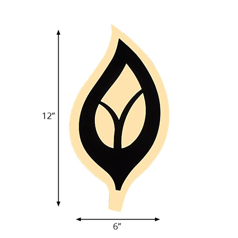 Lampada con scarpa con scarpa da letto a led con sfumatura acrilica a foglia lampada a parete bianca/bianca in luce calda/bianca