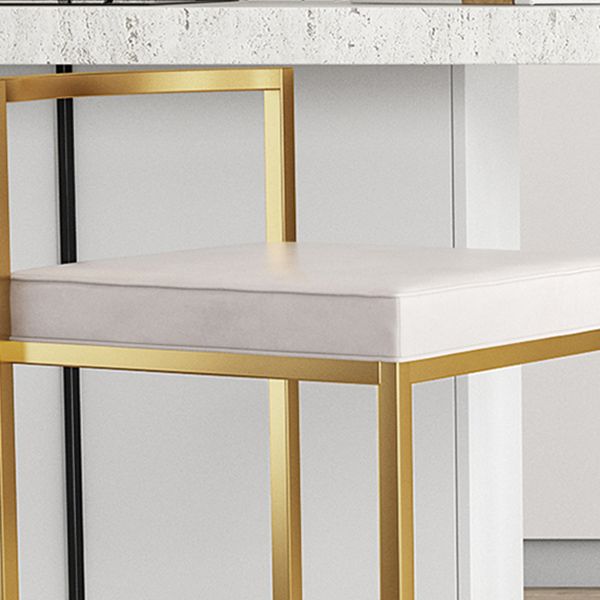 Nordic Backrest Armless Counter Stool Iron Kitchen Bar Stool with Cushion and Pedal