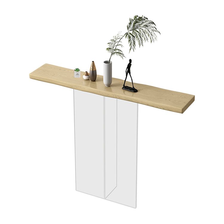 Solid Wood Rectangle Console Table 29.53-inch Tall End Table with Acrylic Leg