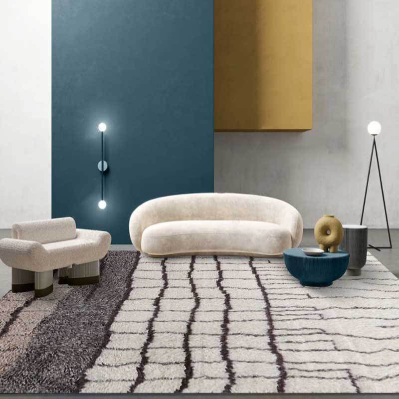 Gray Modern Carpet Polyester Constrast Color Carpet Washable Carpet for Living Room