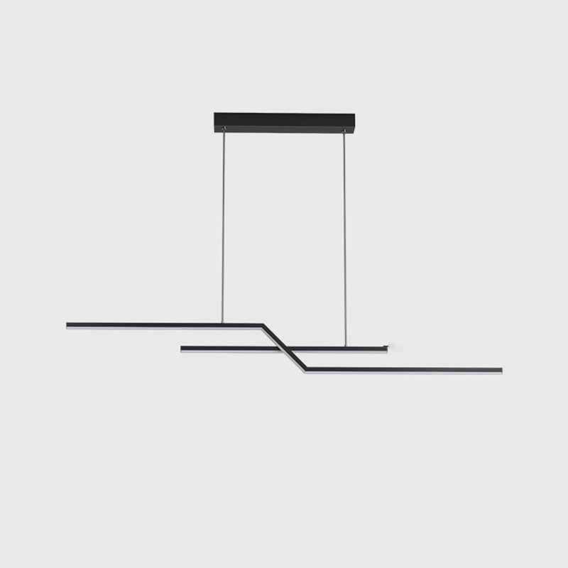 2-Light LED Island Light in Modern Simplicity Metal Linear Pendant Light for Dining Room