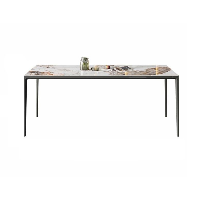 Minimalist White Brown Rectangle Shape Dining Set Kitchen Standard Dining Set with 4 Legs Table