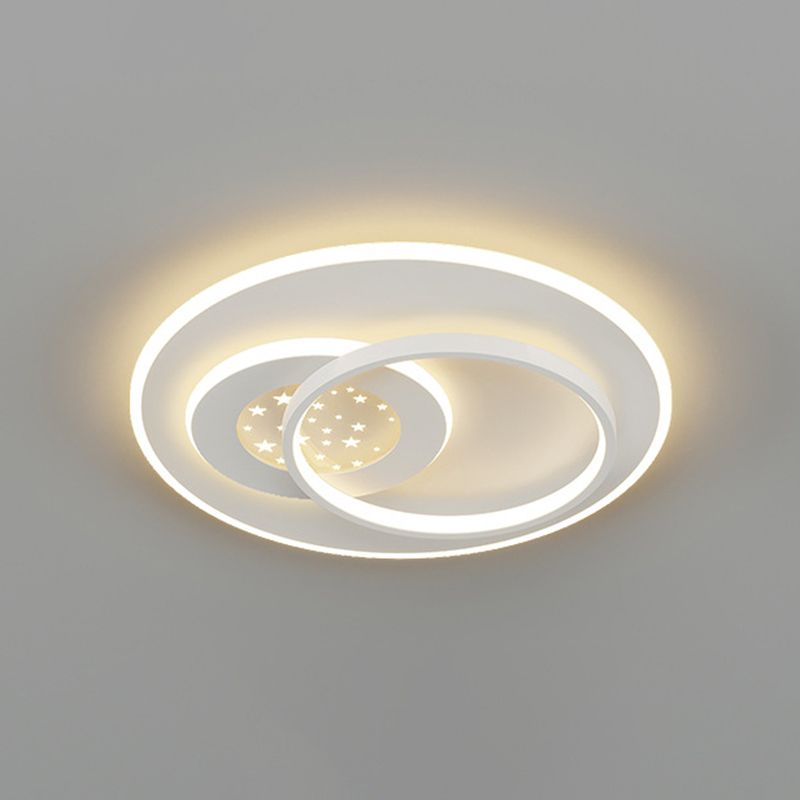 LED Metal Flush Mount Modern Geometric Shape Ceiling Light with Acrylic Shade for Bedroom