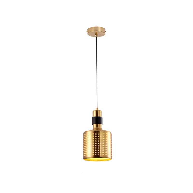 Golden Post Modern Style 1-Light Hanging Lamp 
Geometric Simplicity Lighting Fixture for Bedroom