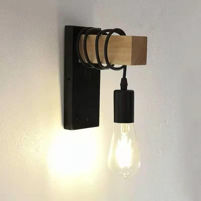Bulb Shape Wood Vanity Sconce Light Modern Style 1-Light Vanity Mirror Lights