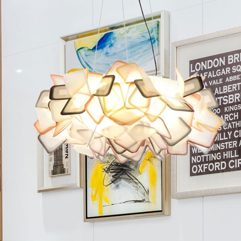 Braun/Blau/Lila Blüte Drop Anhänger zeitgemäß 21 "/27,5" breite 1-Licht-Acryldecklampe für Wohnzimmer