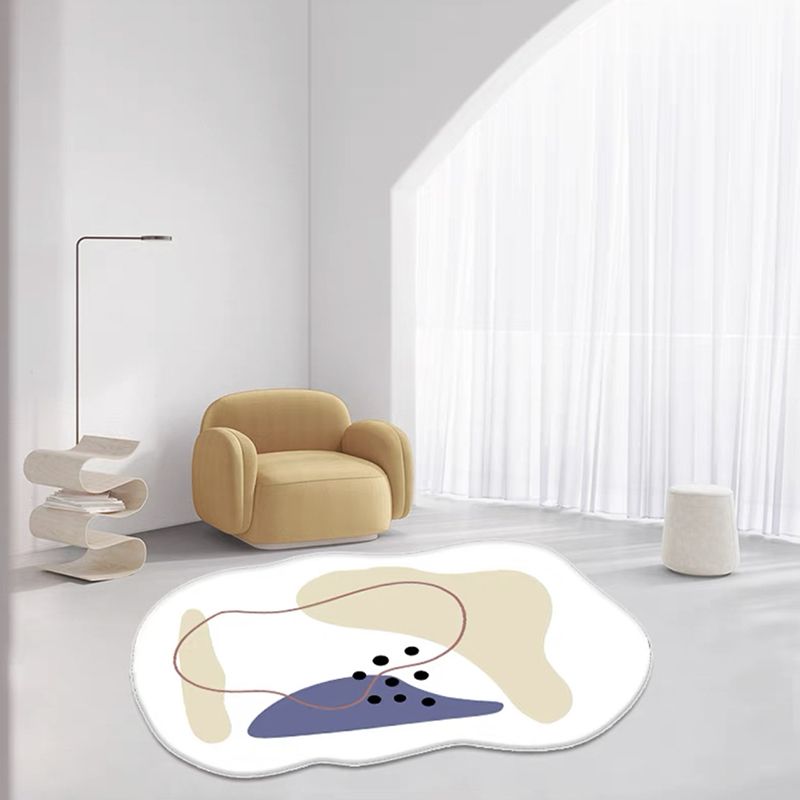 Gray Modern Rug Polyester Color Lump Area Rug Washable Rug for Living Room