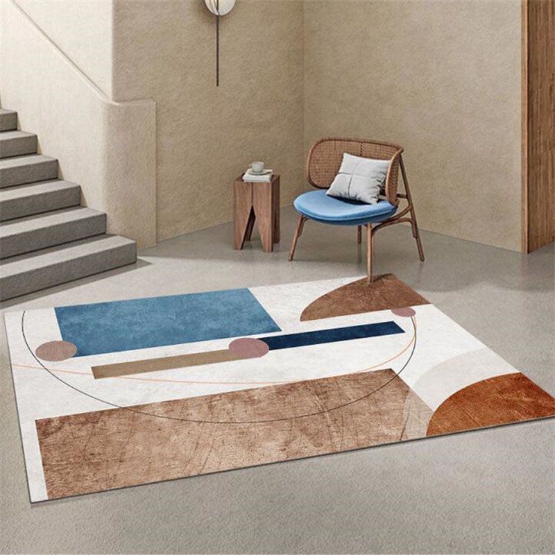 Tapis nordique rose en Polyester, bloc de couleur, lavable, pour la décoration de la maison