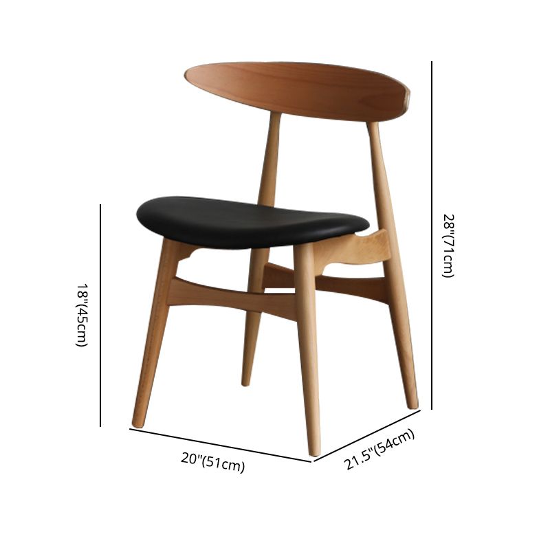 Chaise de salle à manger contemporaine chaise latérale ouverte avec 4 pattes en bois pour un usage domestique