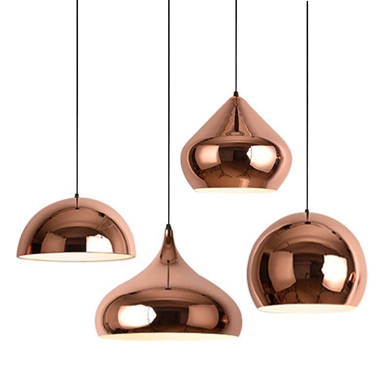 Simplicité ombragée plafonnier Light Metal Dinning Room Down Lighting Pendentif en or rose