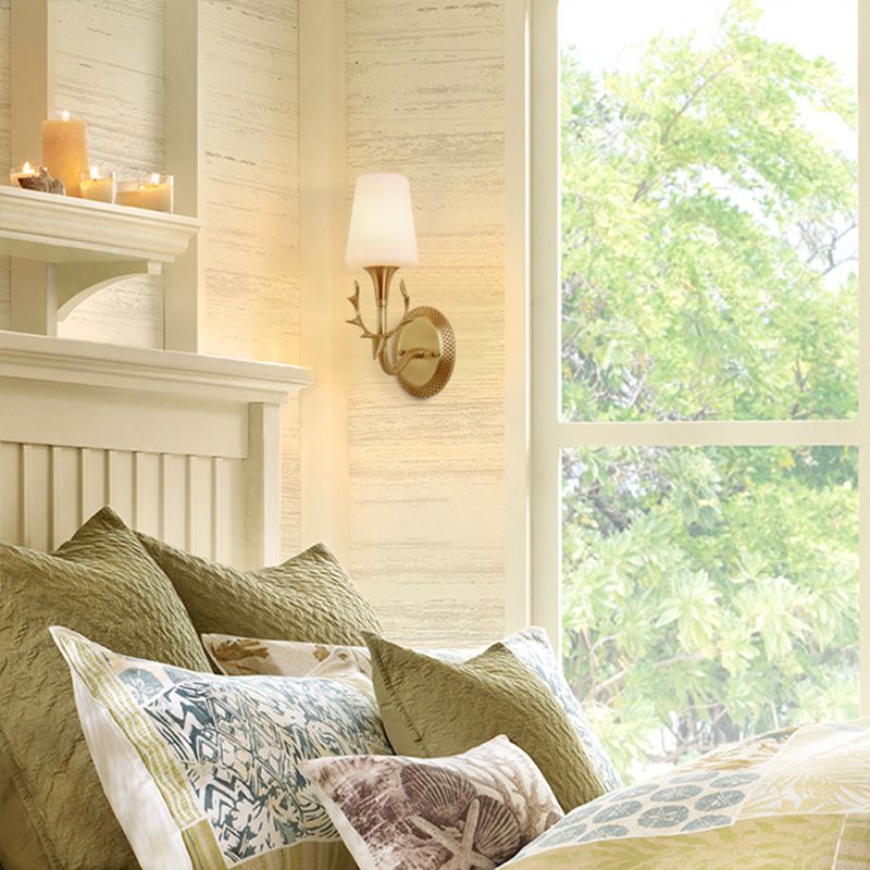 ARMA PROFIMENTE LECHA DEL VIDRIO VERDADO Rústico 1/2 Luz de dormitorio Luz de la pared de la pared en latón