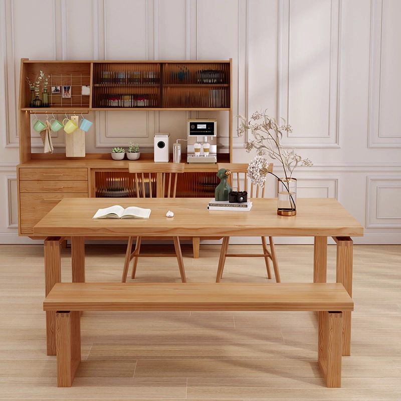 Contemporary Dinette Table Rectangle Solid Wood Dining Room Table in Natural
