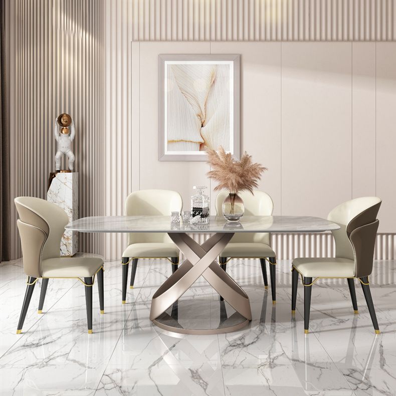 Nordic Sintered Stone Top Dining Set Rectangle 1/4/5/6/7 Pieces Dining Table Set