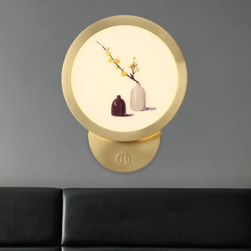 Flower Pot Bedside Wall Mount Mural Lamp Acrylic Minimalist LED Wall Lighting Fixture in Gold