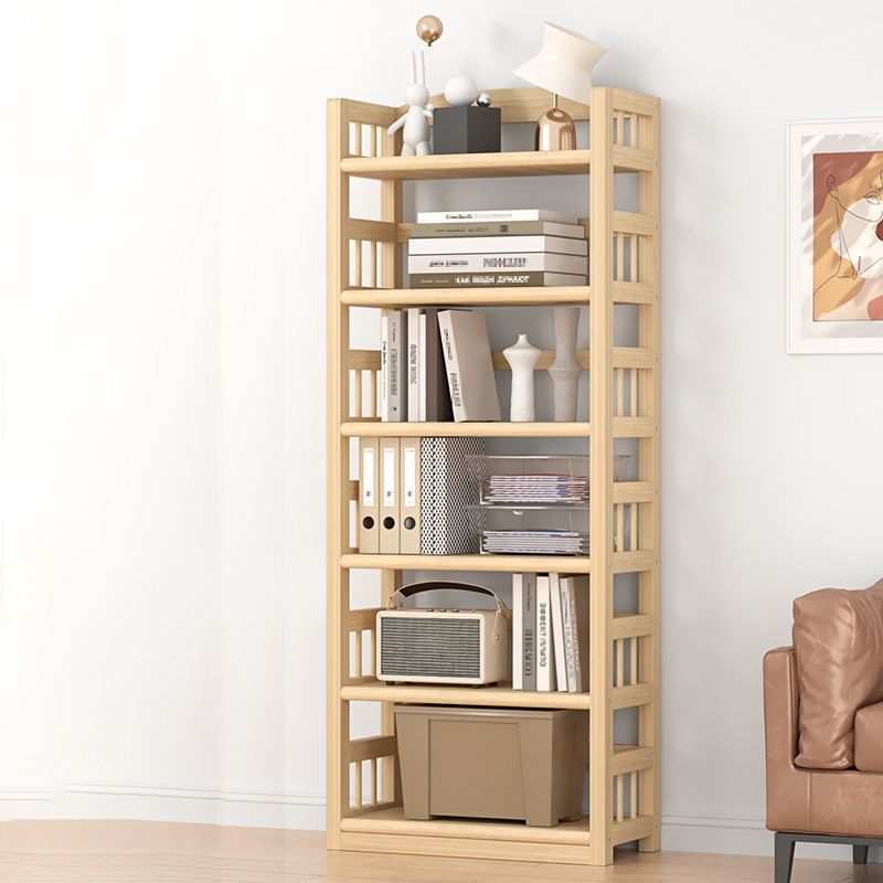 Contemporary Pine Shelf Bookcase Standard Natural Open Bookcase