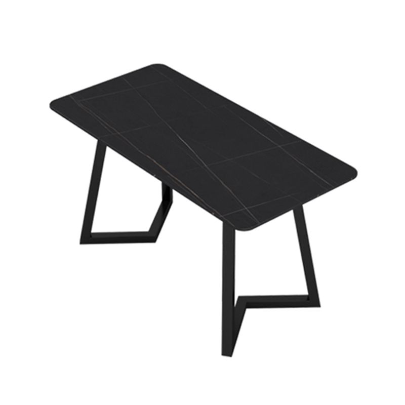 Mesa de mesa de estilo industrial con marco negro para comedor