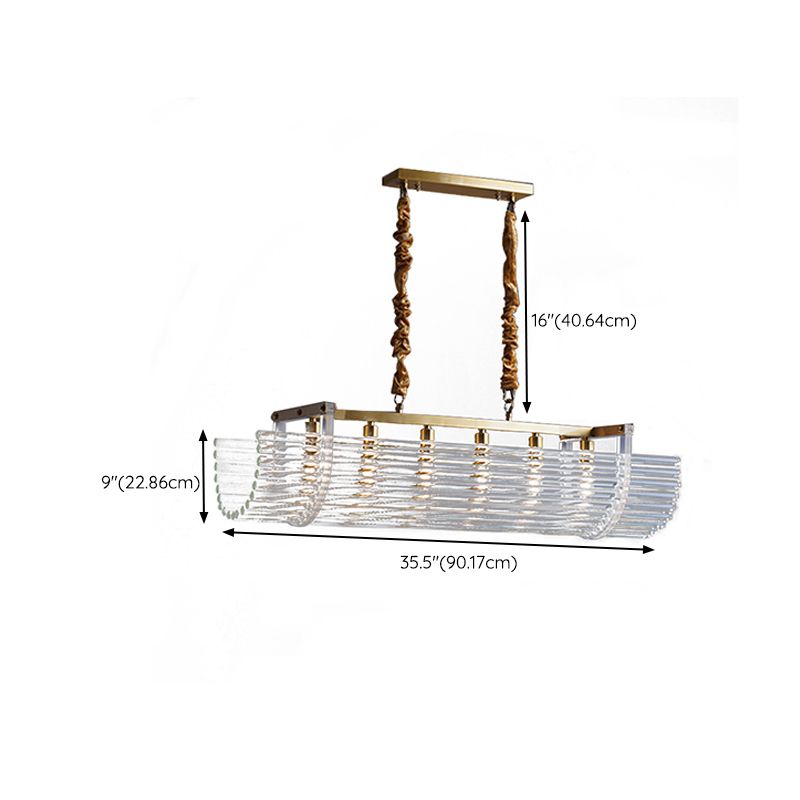 Modern Style Island Light Clear Glass Hanging Light for Dining Room