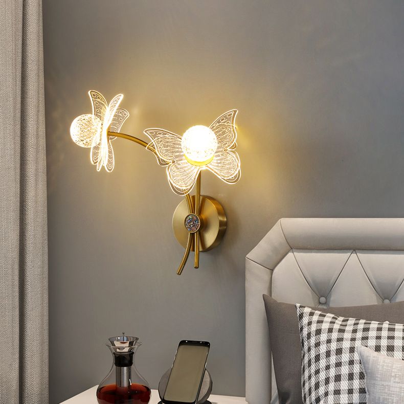 Acrylic Modern Wall Sconce Geometric Bronze Wall Mounted Light for Bedroom