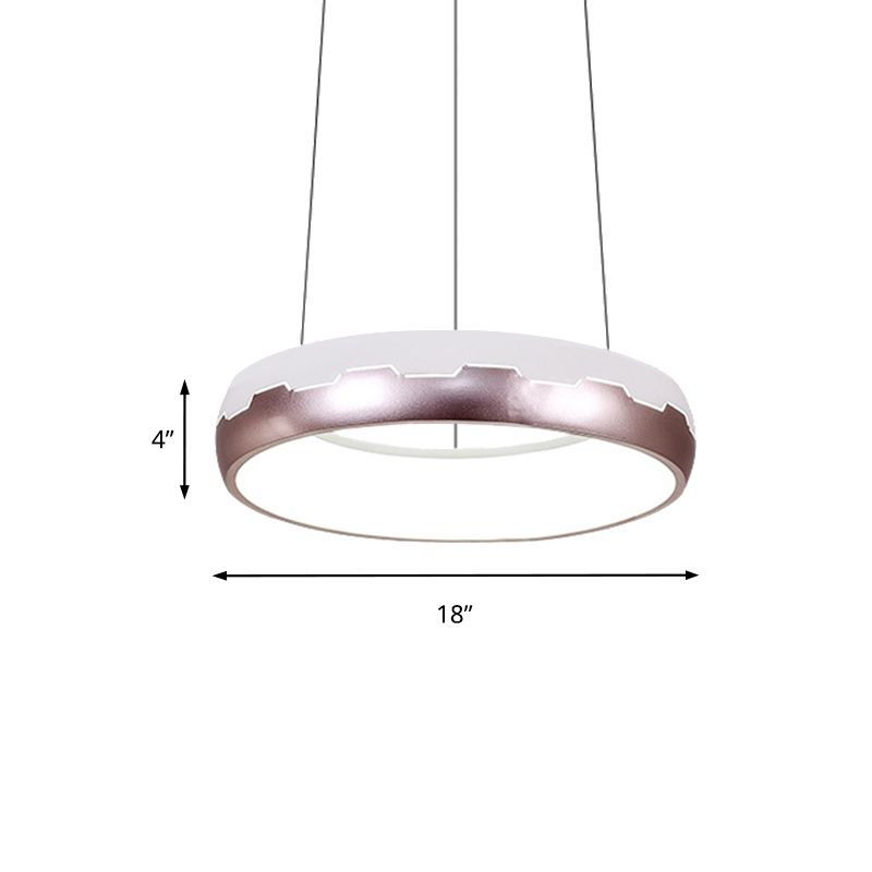 Iluminación de suspensión del anillo de oro rosa Kit de luz colgante de metal LED moderno con luz blanca/cálida, 18 "/21.5" de ancho