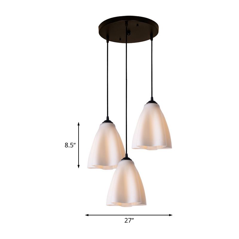Modernisme Flower Cluster Pendant Light Rose Gold Glass Salon Room Hanging Lamping, Cauve linéaire / ronde