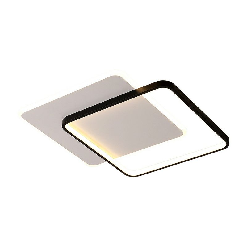 Geometrische Deckenleuchte, moderne, schwarze LED-Einbauleuchte aus Metall