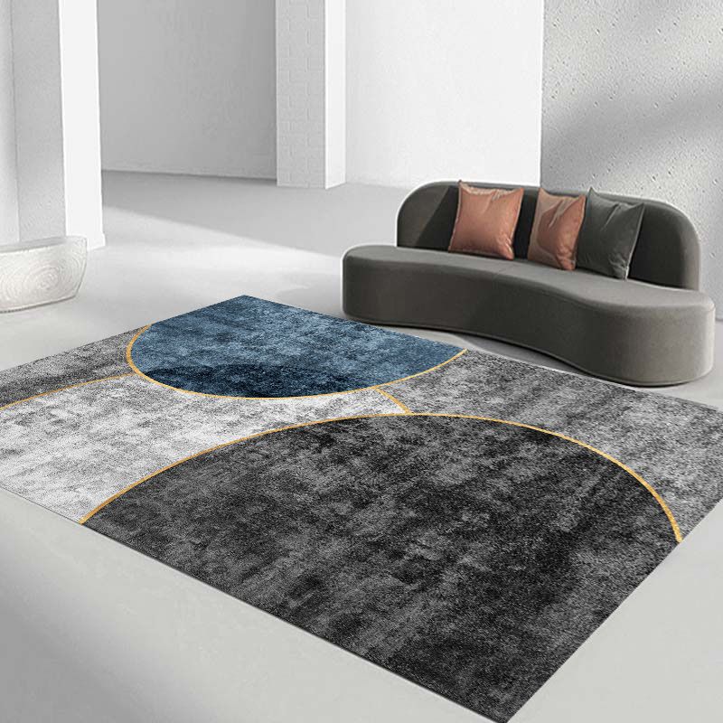 Geometric Pattern Rug Rectangle Shape Stain Resistant Polyester Rug for Home Decor