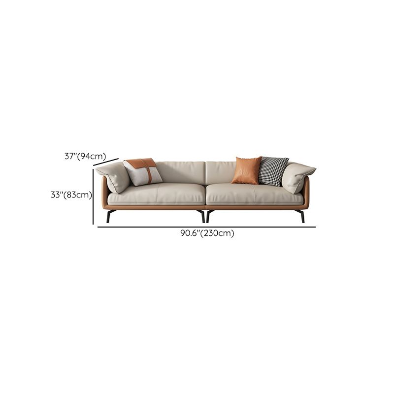Contemporary 32.67" Tall Genuine Leather Pillow Top Arm Sofa