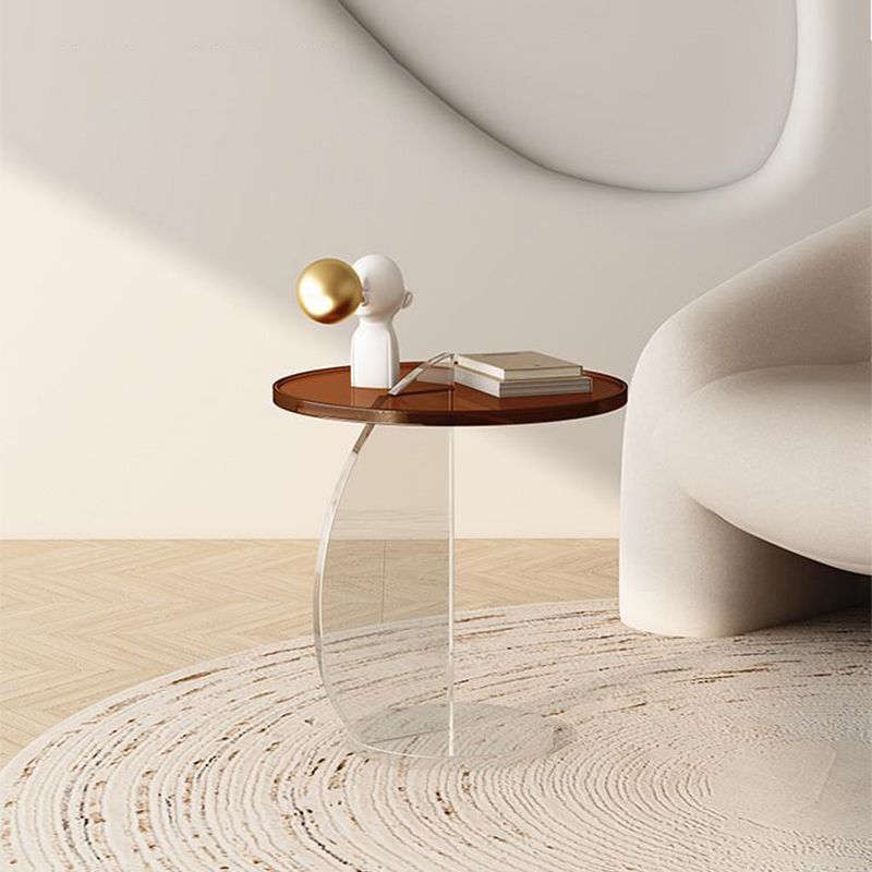 Glam Corner Table Plastic Pedestal Round Living Room Sofa Side Accent Table