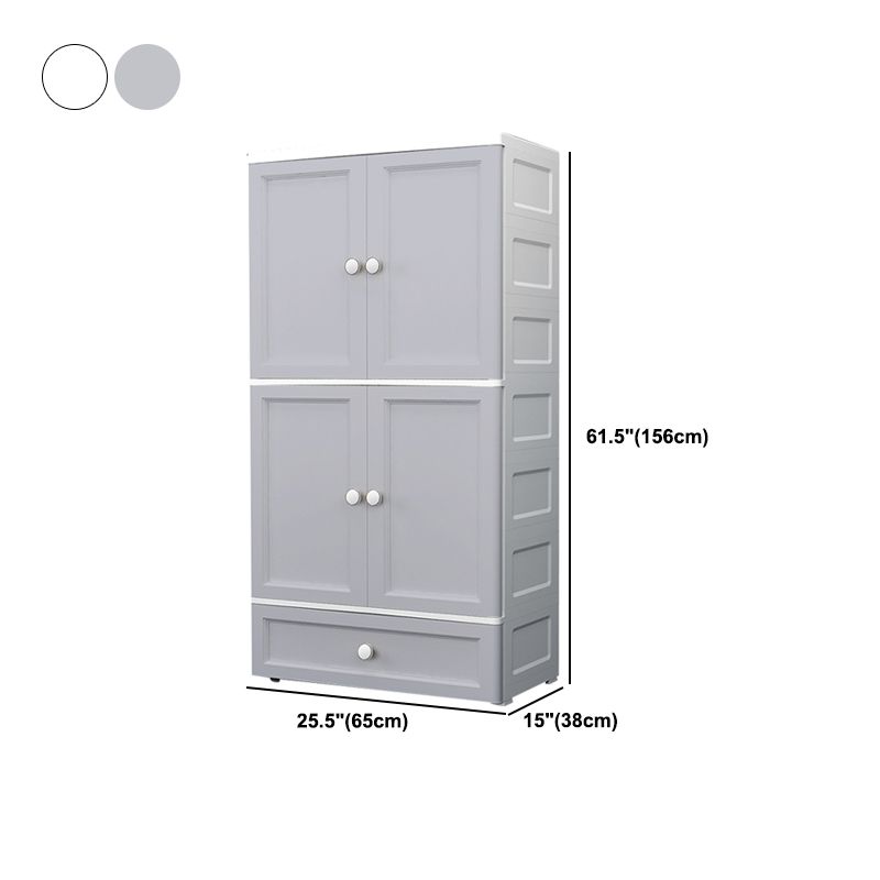 Plastic Matte Finish Storage Cabinet for Bedroom Contemporary Cabinet with Hinged Door