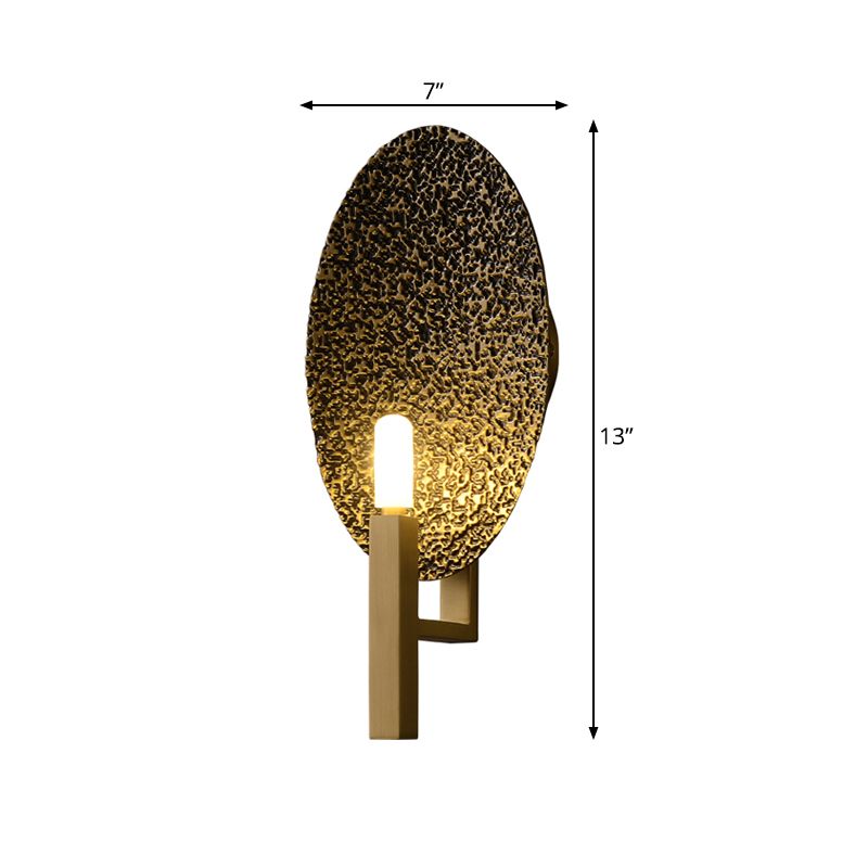 Contemporary Oval Metal Sconce Light 1 Bulb LED Wall Mounted Lamp in Brass for Bedroom