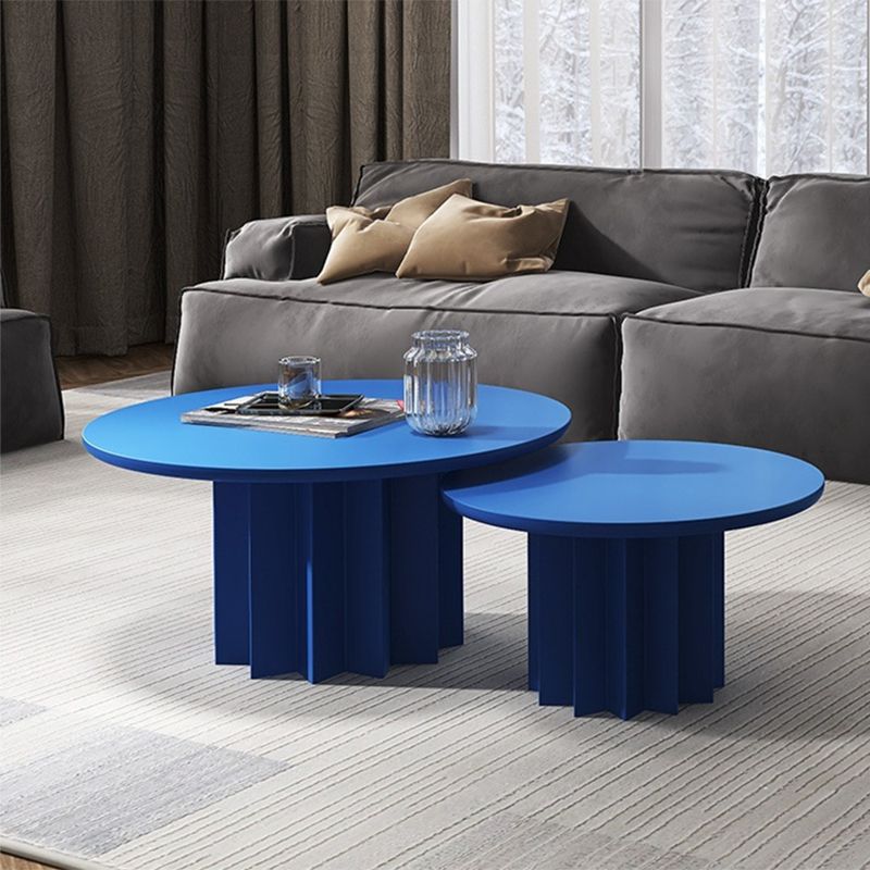 Contemporary Cocktail Table Pedestal Solid Wood Round Single Coffee Table