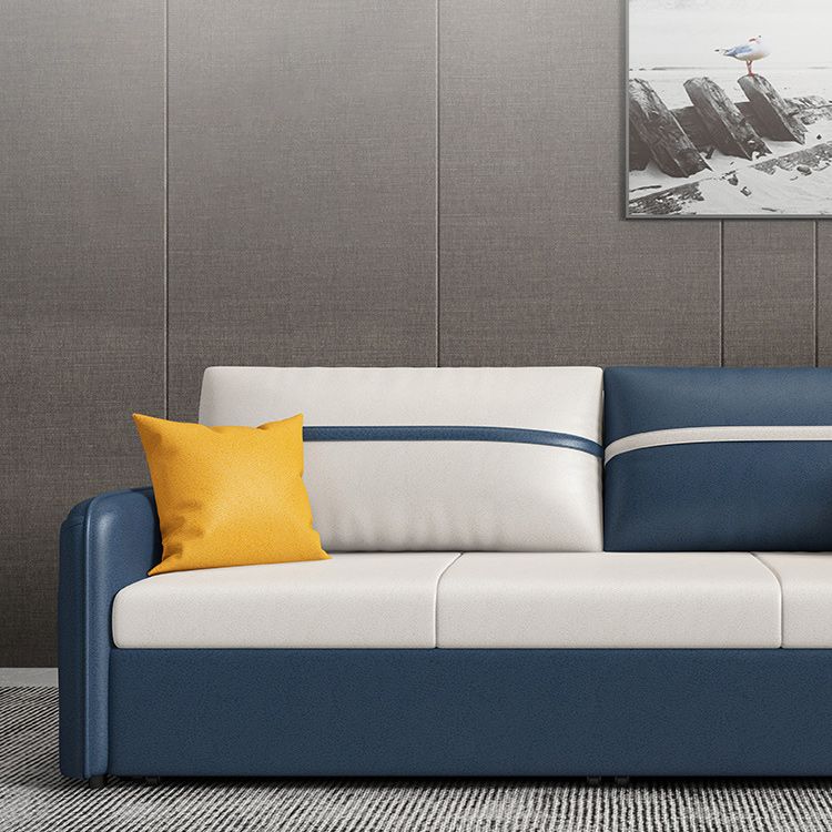 Modern 31.5" H Faux Leather Square Arm Sofa Bed for Apartment