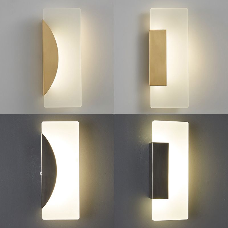 1-Light Rectangle Wall Lamp Modern Metal Sconce Light Fixture