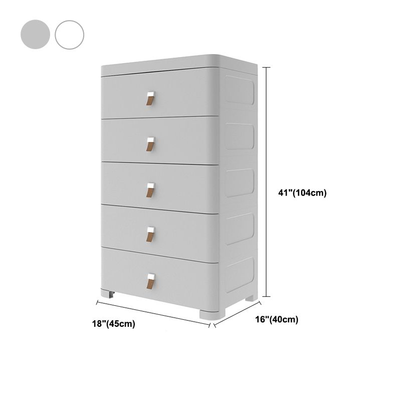 Contemporary Grey / White Chest Plastic Chest with Drawers for Bedroom