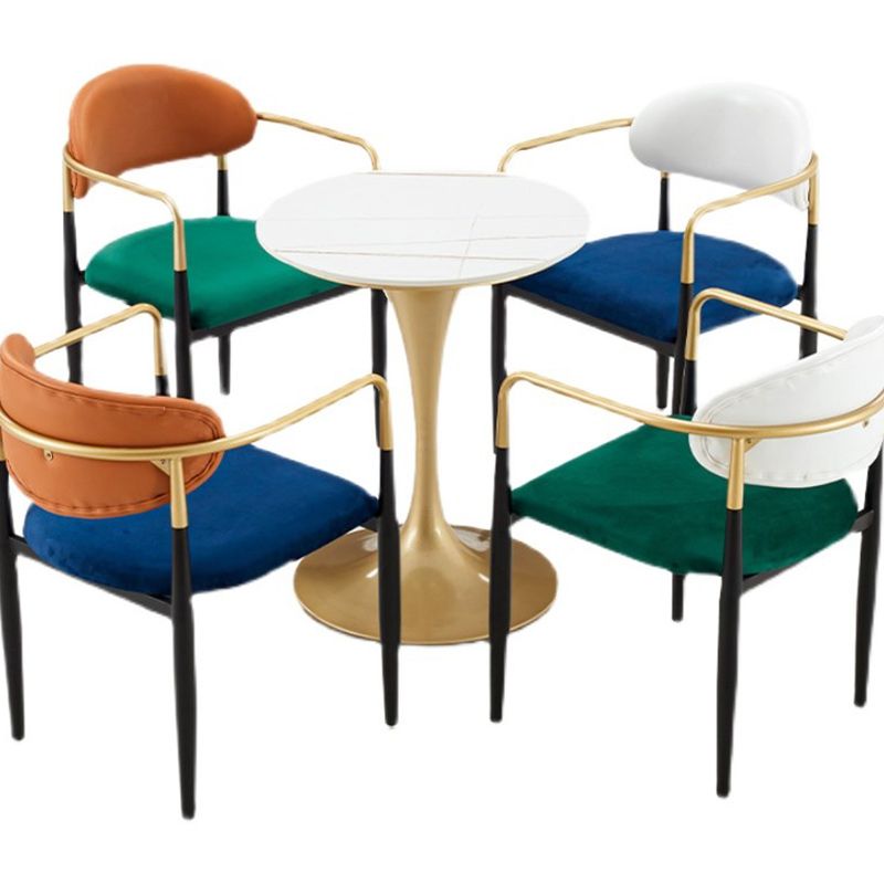 Round Golden Base Dining Table Glam Stone Tulip Dining Table